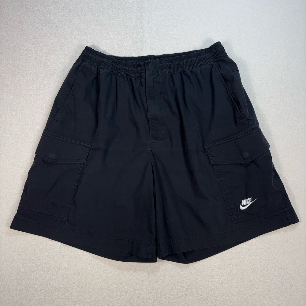 Nike 8" Utility Cargo Shorts Men 2XL Black Drawstring Stretch Snap Button Swoosh